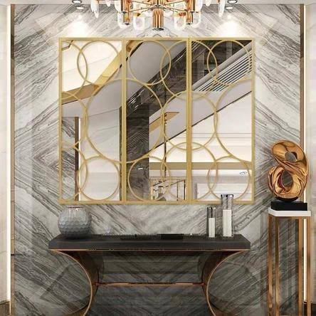 Entrance console · brass mirror panelling
