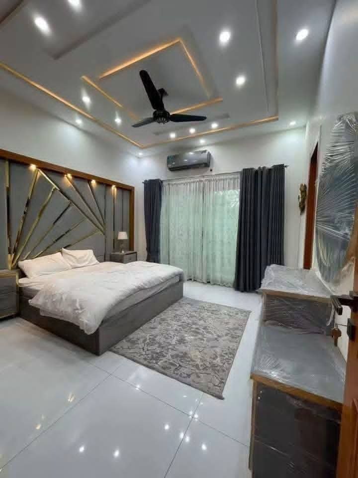 Master bedroom · gold inlay headboard